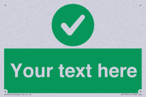 Custom green background, green circle with tick